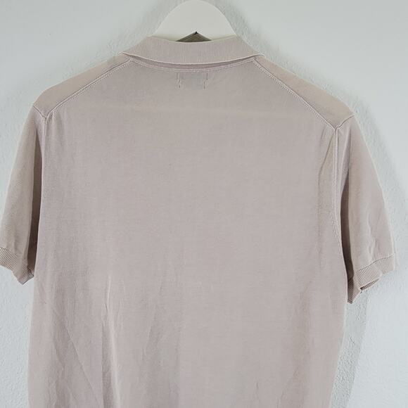 Massimo Dutti Knit Polo Shirt Mens Large Cream Short Sleeve Preppy - Picture 6 of 11